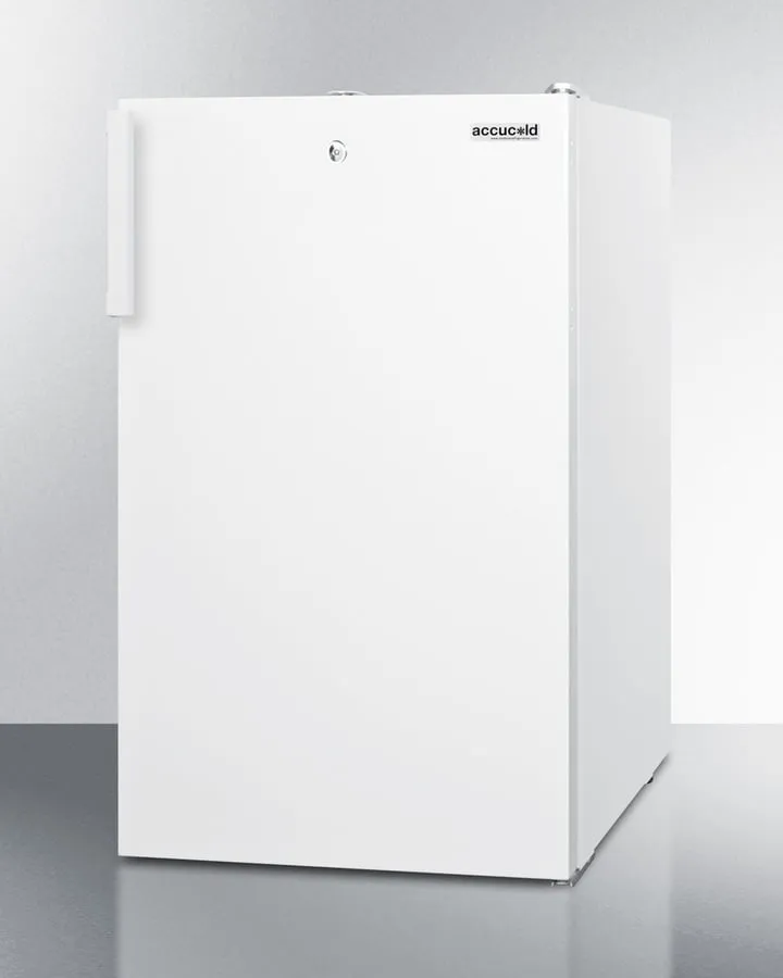 Summit FF511LBI7 Commercially Listed 20 Wide Built-In Undercounter All-Refrigerator. Auto Defrost With A Lock And White Finish