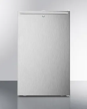 Summit FF511LBI7SSHH Commercially Listed 20 Wide Built-In Undercounter All-Refrigerator. Auto Defrost With A Lock. Stainless Steel Door. Horizontal Handle And White Cabinet