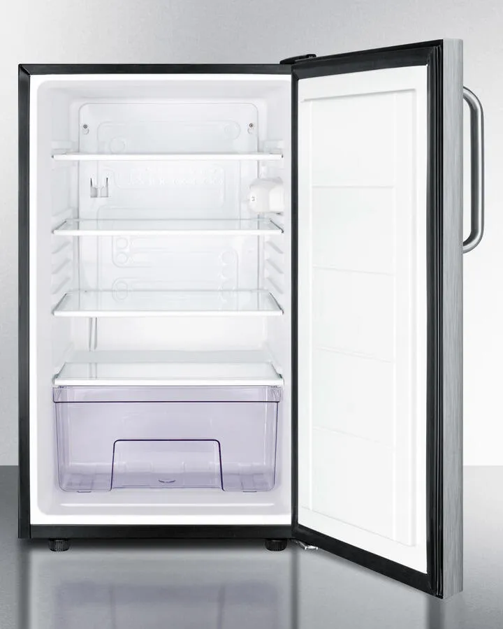 Summit FF521BL7SSTBADA Commercially Listed Ada Compliant 20 Wide Counter Height All-Refrigerator. Auto Defrost With A Lock. Stainless Steel Door. Towel Bar Handle. And Black Cabinet