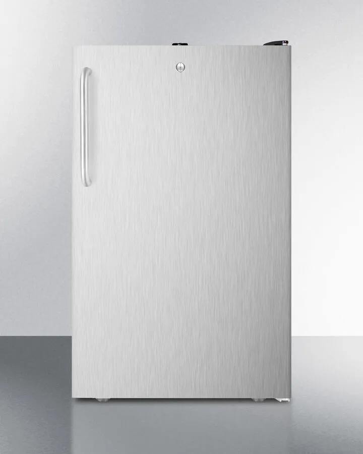 Summit FF521BL7SSTBADA Commercially Listed Ada Compliant 20 Wide Counter Height All-Refrigerator. Auto Defrost With A Lock. Stainless Steel Door. Towel Bar Handle. And Black Cabinet