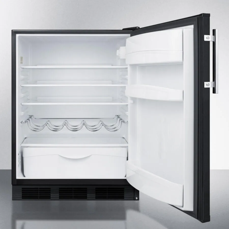 Summit FF63B Freestanding Residential Counter Height All-Refrigerator In Black With Automatic Defrost And Deluxe Interior