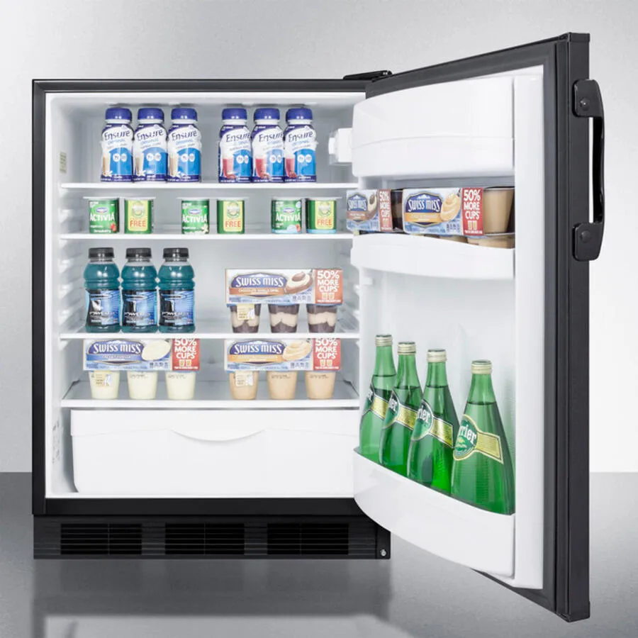Summit FF6B7ADA Ada Compliant Commercial All-Refrigerator For Freestanding General Purpose Use. With Automatic Defrost Operation And Black Exterior