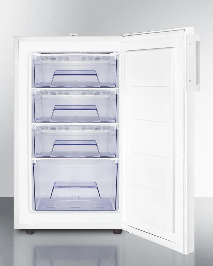 Summit FS407LBI7 Commercially Listed 20 Wide Built-In Undercounter All-Freezer. -20 C Capable With A Lock And White Exterior