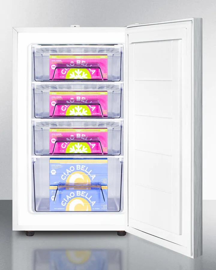Summit FS407LBI7SSHHADA Commercially Listed Ada Compliant 20 Wide Built-In Undercounter All-Freezer W/Lock. Stainless Steel Door. Horizontal Handle And White Cabinet