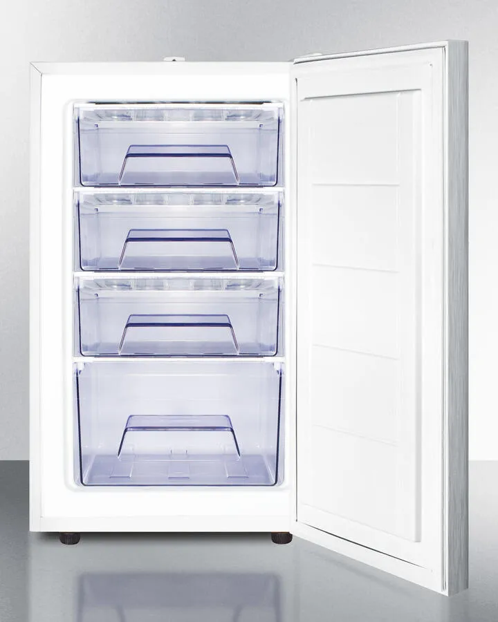 Summit FS407LBI7SSHHADA Commercially Listed Ada Compliant 20 Wide Built-In Undercounter All-Freezer W/Lock. Stainless Steel Door. Horizontal Handle And White Cabinet