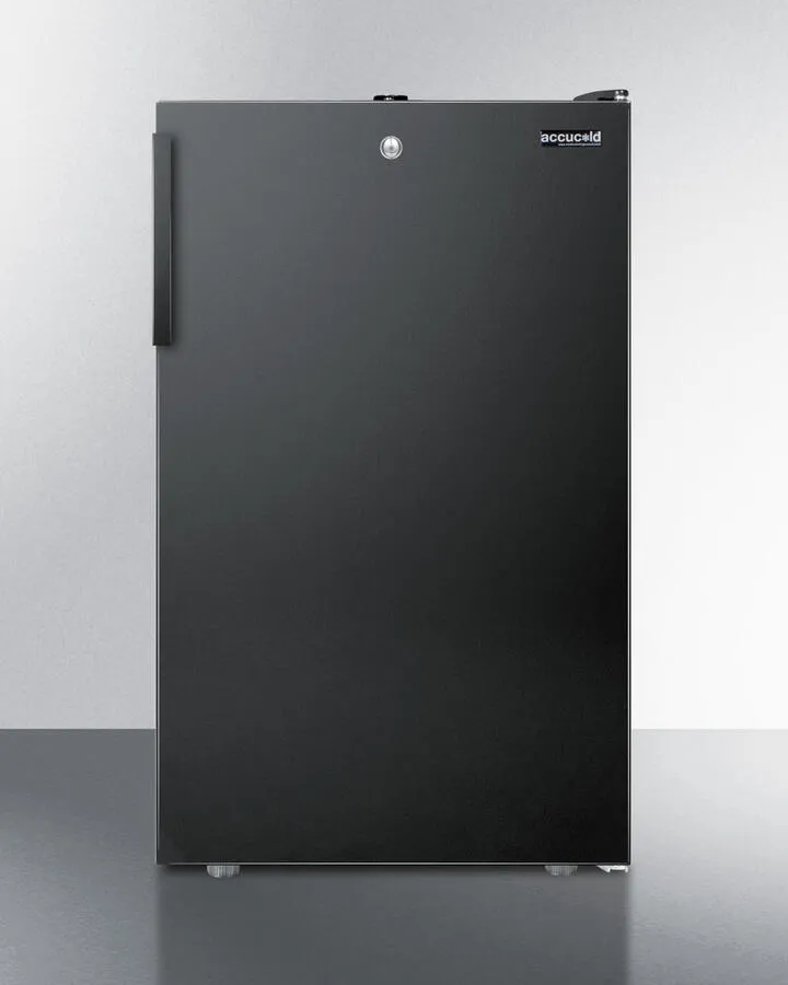 Summit FS408BL7 Commercially Listed 20 Wide Counter Height All-Freezer. -20 C Capable With A Lock And Black Exterior