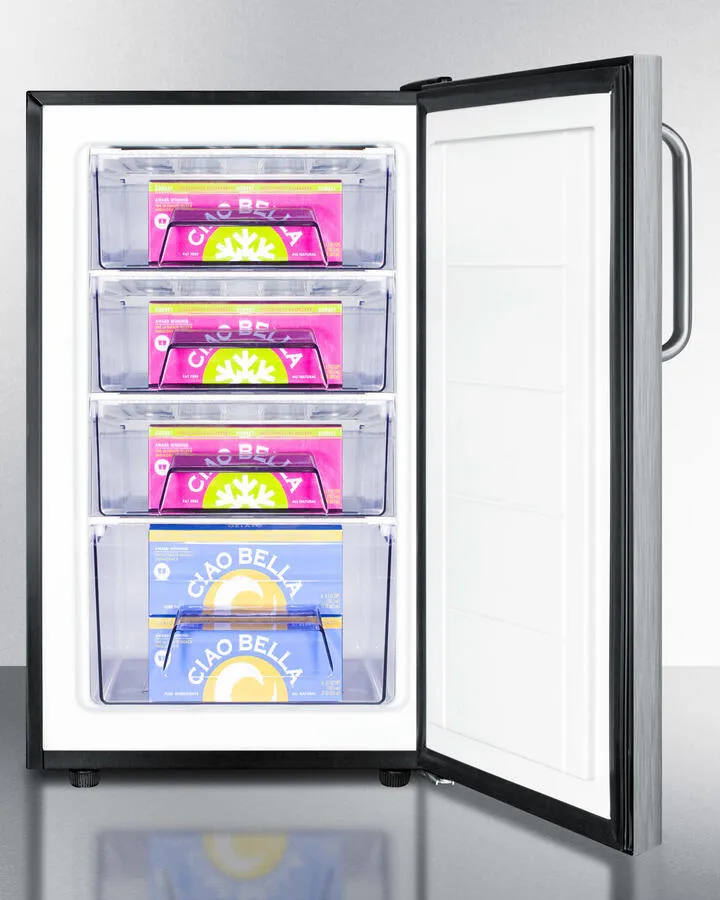 Summit FS408BL7CSS Commercially Listed 20 Wide Built-In Undercounter All-Freezer. -20 C Capable With A Lock And Complete Stainless Steel Exterior