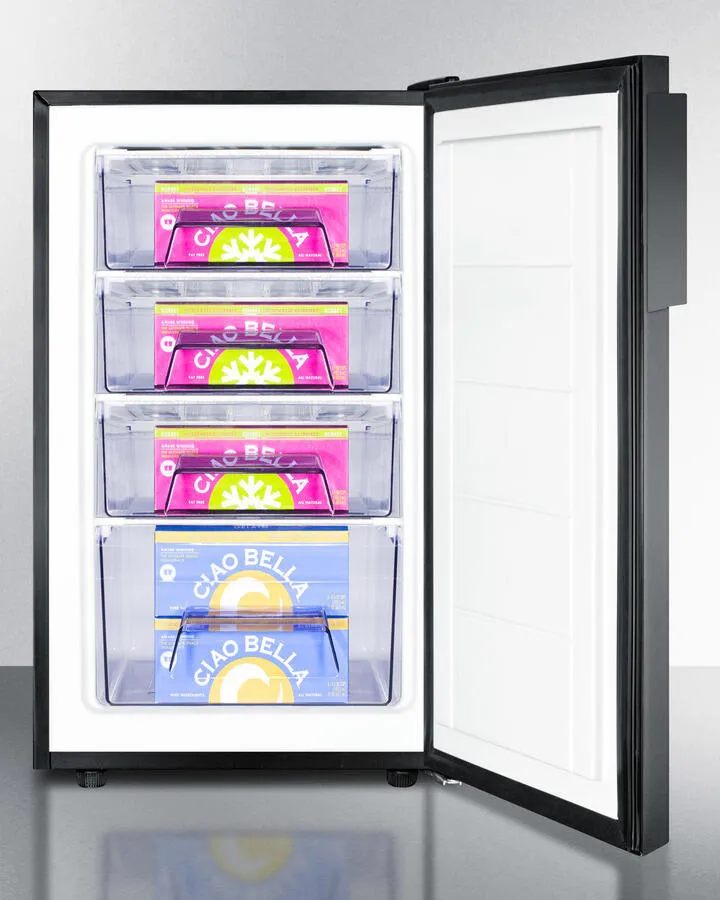 Summit FS408BLBI7ADA Commercially Listed Ada Compliant 20 Wide Built-In Undercounter All-Freezers. -20 C Capable With A Lock And Black Finish