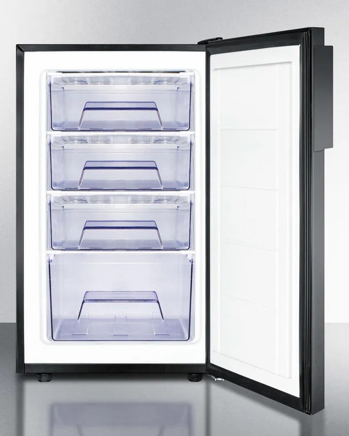 Summit FS408BLBI7ADA Commercially Listed Ada Compliant 20 Wide Built-In Undercounter All-Freezers. -20 C Capable With A Lock And Black Finish