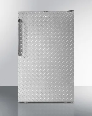 Summit FS408BLBI7DPL Commercially Listed 20 Wide Built-In Undercounter All-Freezer. -20 C Capable With A Lock. Diamond Plate Door And Black Cabinet