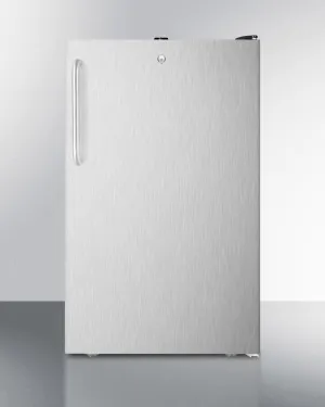 Summit FS408BLBI7SSTB Commercially Listed 20 Wide Built-In Undercounter All-Freezer. -20 C Capable With A Lock. Stainless Steel Door. Towel Bar Handle And Black Cabinet