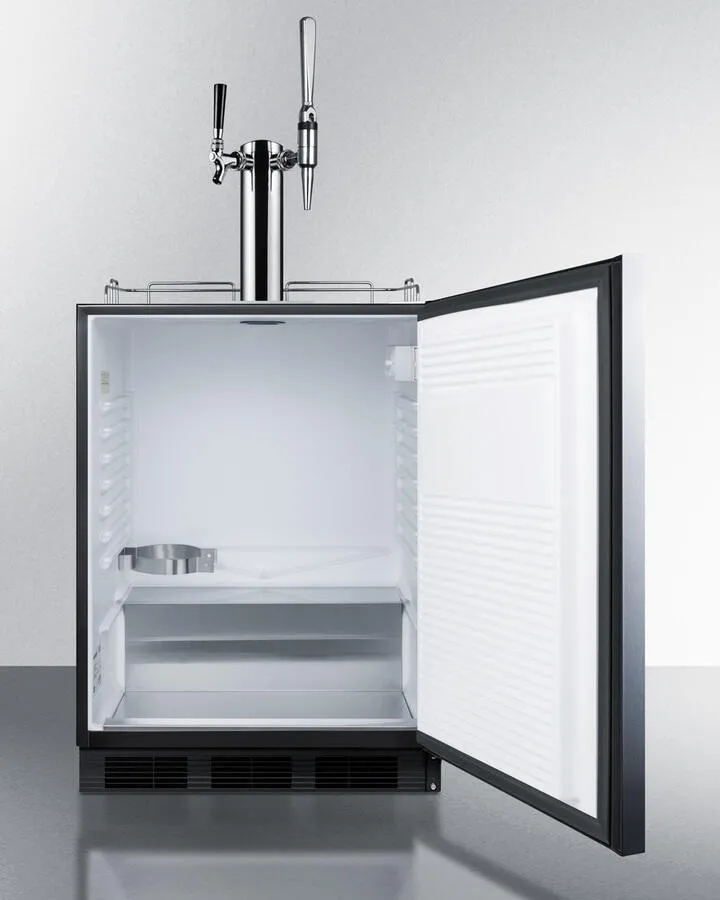 Summit SBC58BBICMTWINADA Built-In Undercounter Ada Height Commercially Listed Dual Tap Combo Nitro/Cold Brew Coffee Dispenser With Stainless Steel Door And Black Cabinet