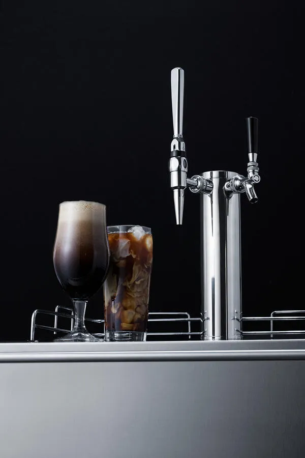 Summit SBC58BBICMTWINADA Built-In Undercounter Ada Height Commercially Listed Dual Tap Combo Nitro/Cold Brew Coffee Dispenser With Stainless Steel Door And Black Cabinet