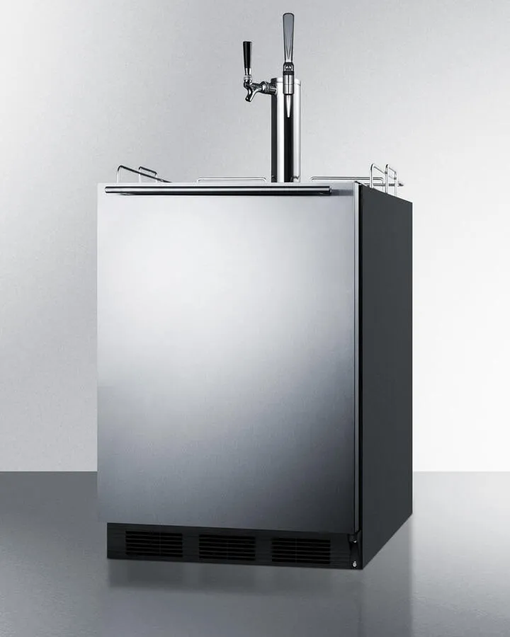 Summit SBC58BBICMTWINADA Built-In Undercounter Ada Height Commercially Listed Dual Tap Combo Nitro/Cold Brew Coffee Dispenser With Stainless Steel Door And Black Cabinet