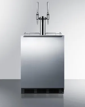 Summit SBC58BBINCFTWINADA Built-In Undercounter Ada Height Commercially Listed Dual Tap Nitro Coffee Dispenser With Stainless Steel Wrapped Door And Black Cabinet