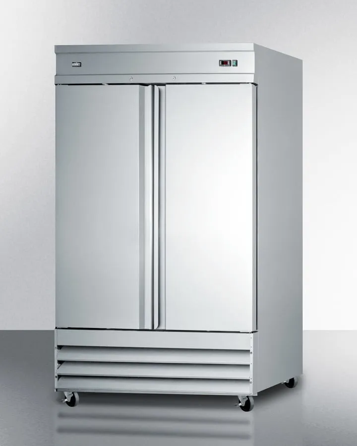 Summit SCFF496 Commercially Approved Frost-Free Reach-In Two-Door Freezer In Complete Stainless Steel; Replaces Scff495