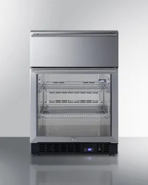 Summit SCR615TDCSS 24 Wide Built-In Commercial Beverage Refrigerator With Top Drawer