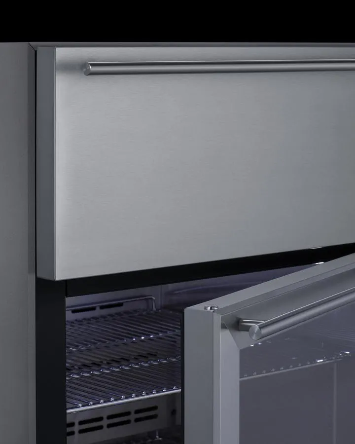 Summit SCR615TDCSS 24 Wide Built-In Commercial Beverage Refrigerator With Top Drawer