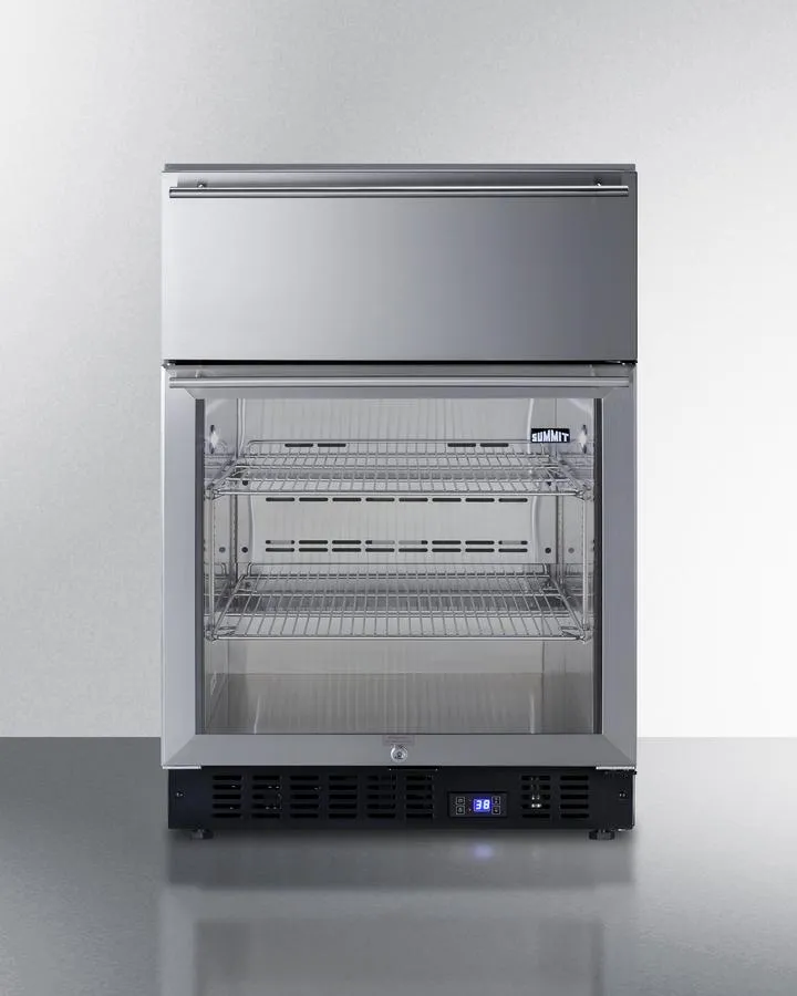 Summit SCR615TDCSS 24 Wide Built-In Commercial Beverage Refrigerator With Top Drawer