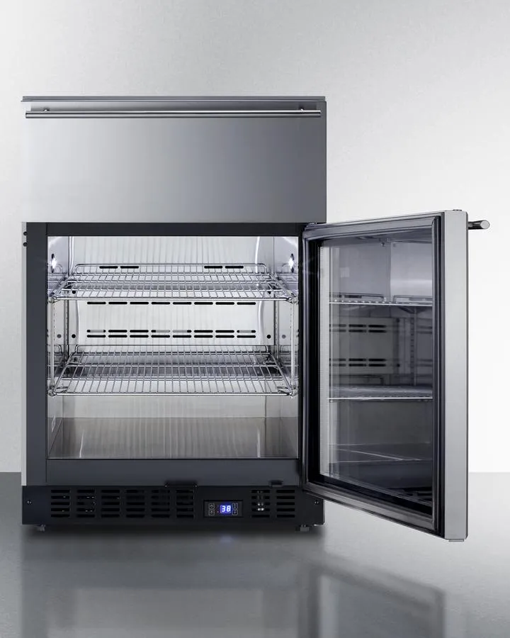 Summit SCR615TDCSS 24 Wide Built-In Commercial Beverage Refrigerator With Top Drawer