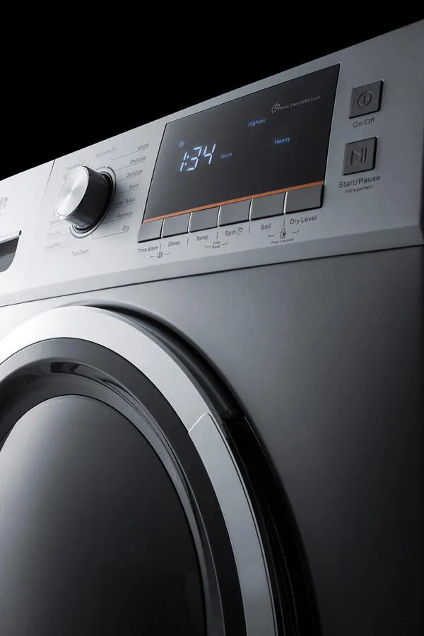 Summit SPWD2201SS 24 Wide 115V Washer/Dryer Combo For Non-Vented Use In Platinum Finish