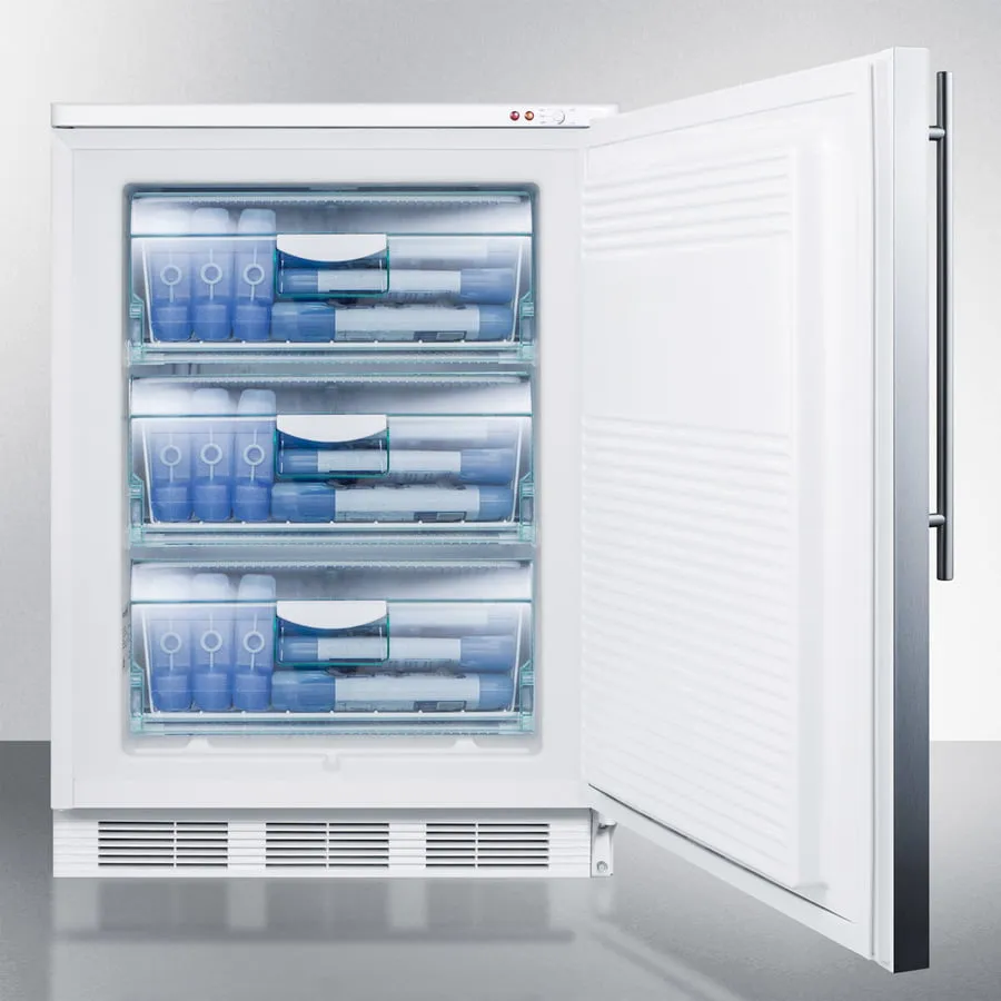 Summit VT65M7BISSHV Commercial Built-In Medical All-Freezer Capable Of -25 C Operation. With Wrapped Stainless Steel Door And Thin Handle