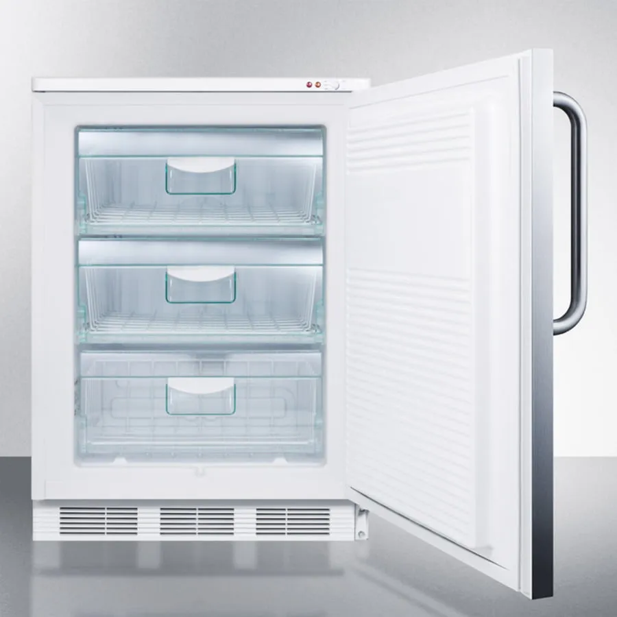 Summit VT65M7BISSTB Commercial Built-In Medical Freezer Capable Of -25 C Operation. With Stainless Steel Door And Towel Bar Handle