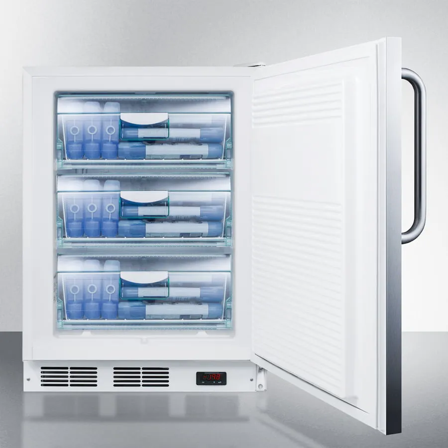 Summit VT65M7SSTBADA Ada Compliant Commercial All-Freezer Capable Of -25 C Operation. With Wrapped Stainless Steel Door And Towel Bar Handle