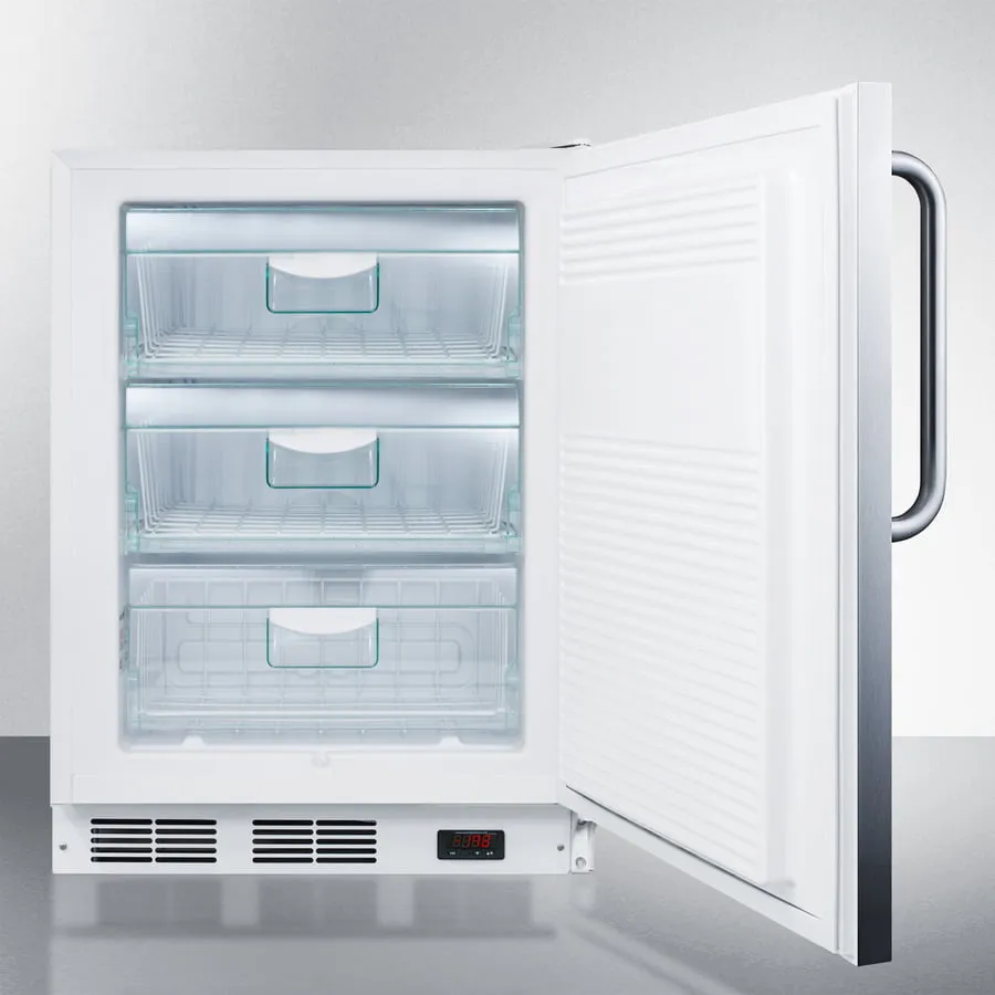 Summit VT65M7SSTBADA Ada Compliant Commercial All-Freezer Capable Of -25 C Operation. With Wrapped Stainless Steel Door And Towel Bar Handle