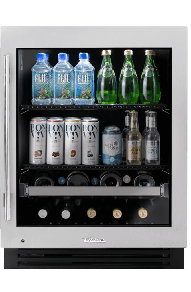 True Residential TUBADA24RGAS 24 Inch Stainless Glass Door Right Hinge Ada Height Undercounter Beverage Center