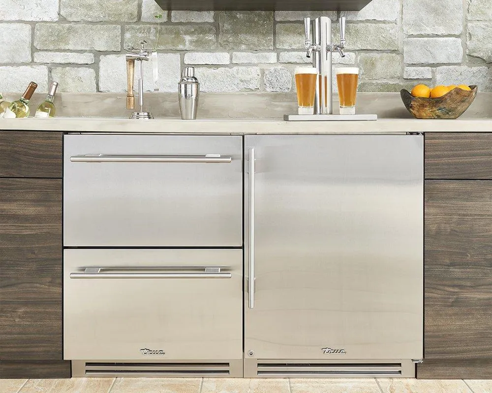 True Residential TUR24DDLOPC 24 Inch Dual Tap Overlay Panel Door Left Hinge Undercounter Beverage Dispenser