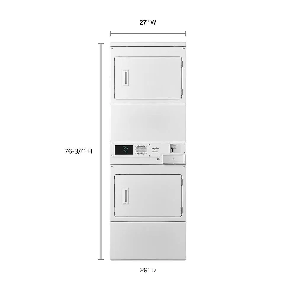 Whirlpool CGSP2978JQ Commercial Gas Stack Dryer. Non-Coin